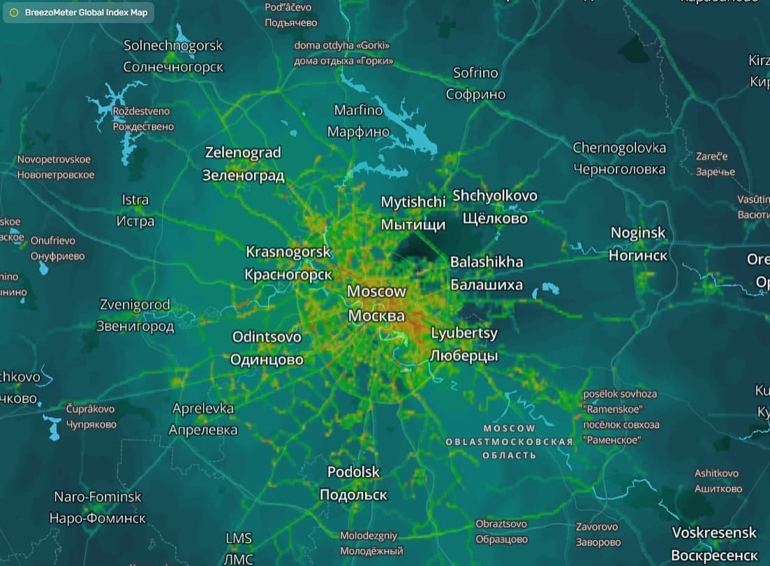 Карта качества воздуха московской области