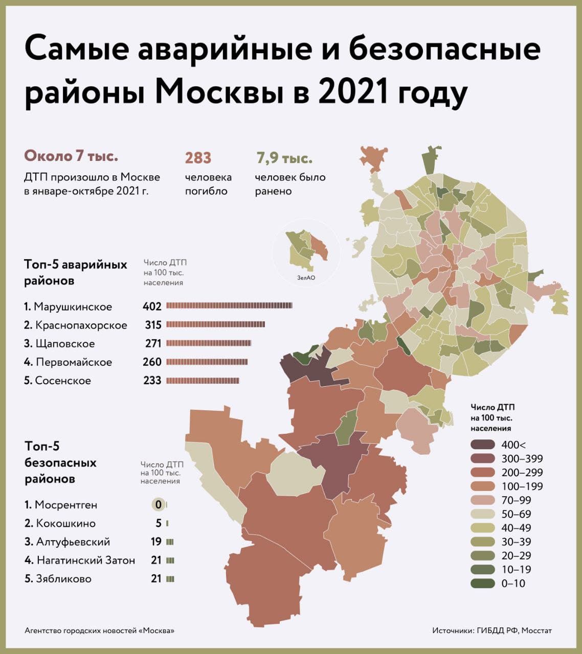 Появилась карта аварийных и безопасных районов Москвы по ДТП - Московский  часовой