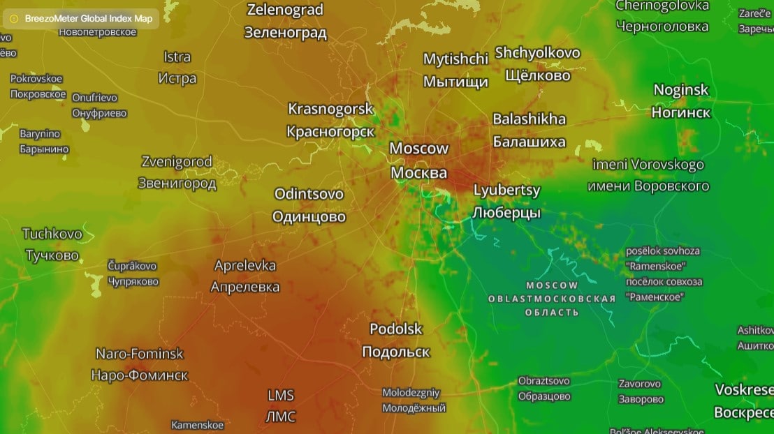 Карта качества воздуха москвы