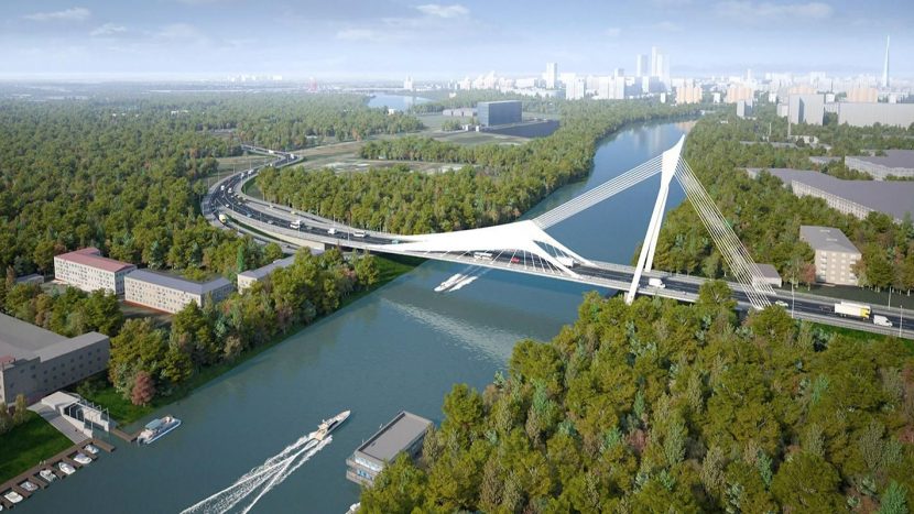 На западе Москвы строят мост‑парус без остановки движения по реке